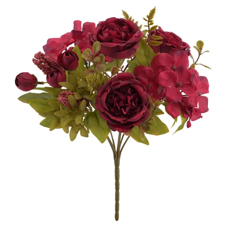 Artificial Peony and Hydrangea Mixed Flower Bouquet