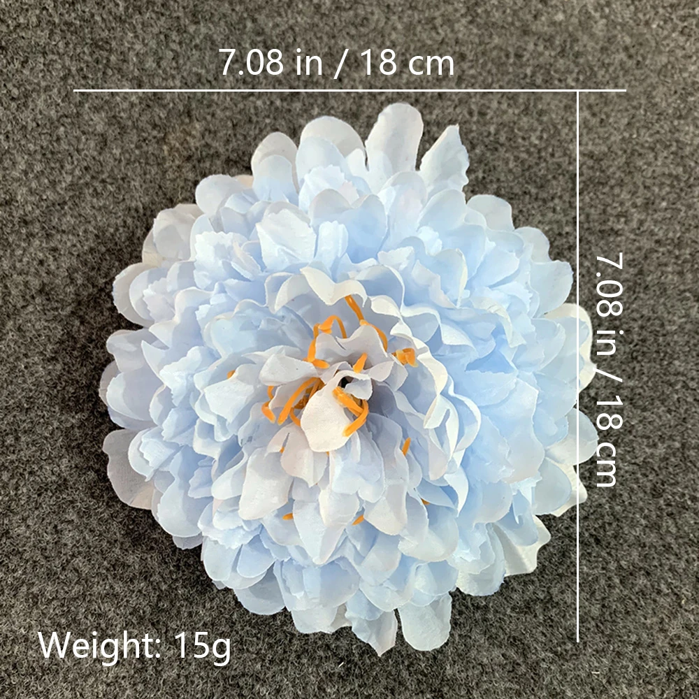Alternate view of light blue size 18cm artificial peony flower head