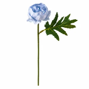 Blue artificial Peony Flower Stem, 29 cm