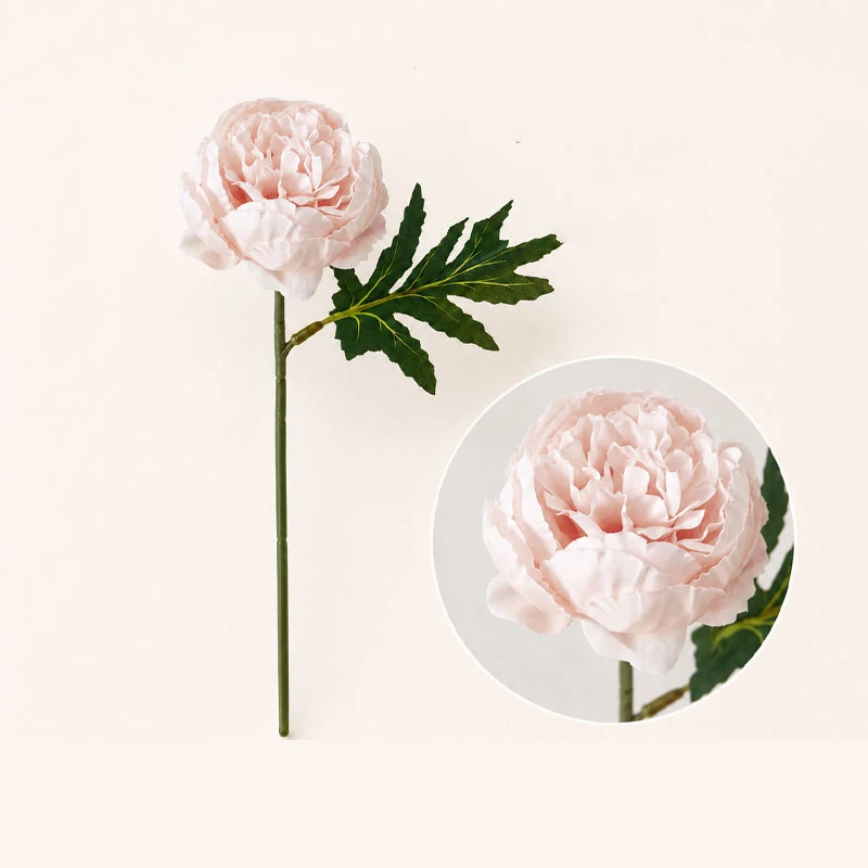 Light Pink artificial Peony Flower Stem, 29 cm