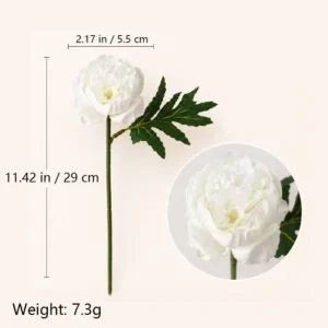 White artificial Peony Flower Stem, 29 cm