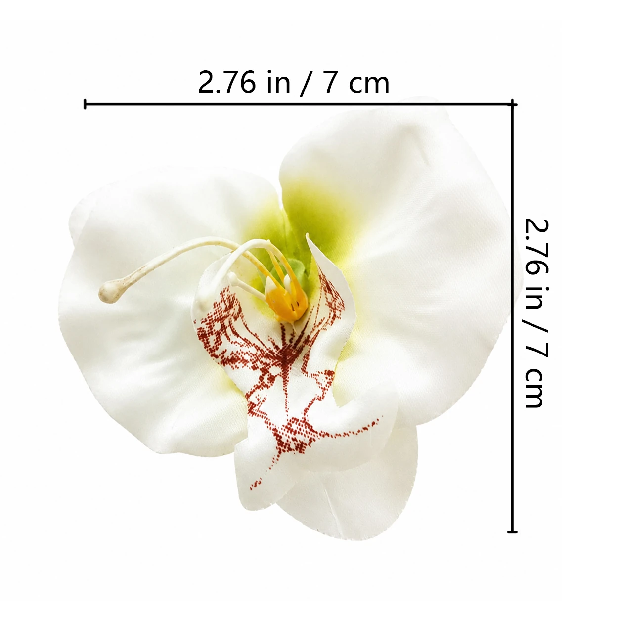 Specification diagram for white artificial Phalaenopsis Orchid Flower Head