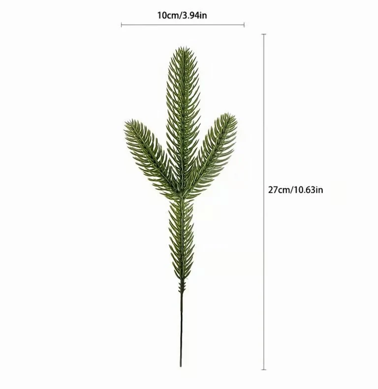 Size diagram for 27 cm artificial pine needle pick with 10 cm width