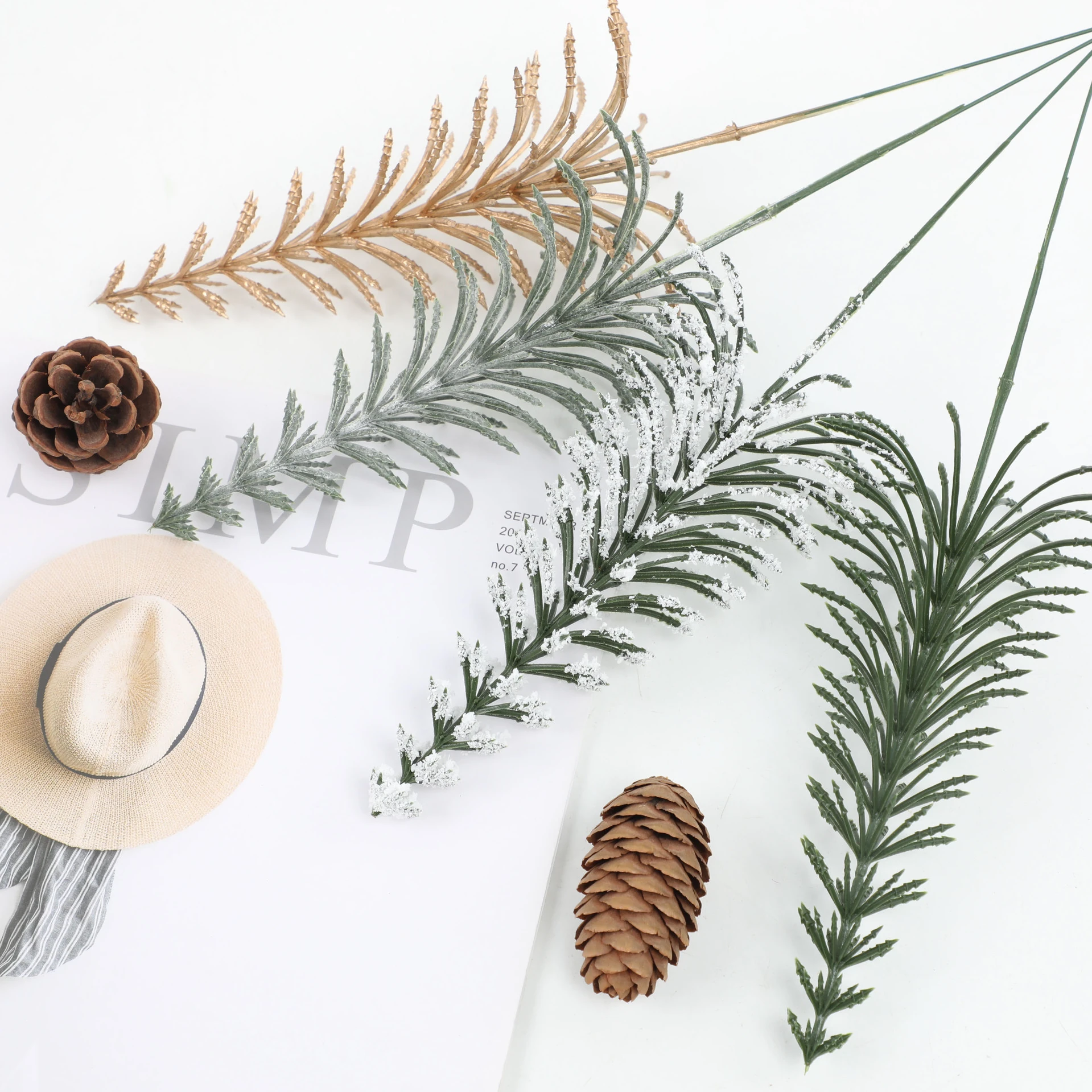 Artificial Pine Needle Spray arranged for decorative display