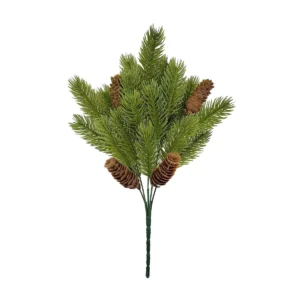 Artificial pinecone evergreen bush with five pinecones, 36 cm