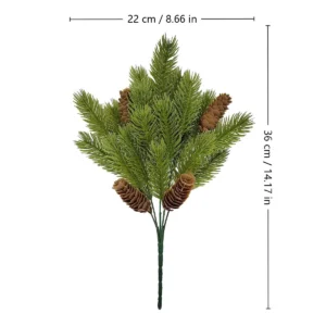 Size diagram for 36 by 22 cm artificial pinecone evergreen bush