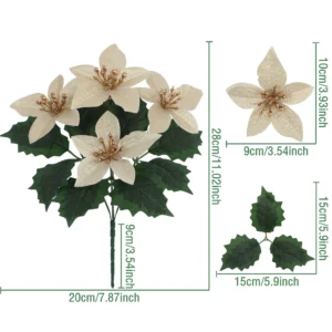 Size diagram for 28 cm champagne artificial poinsettia bush
