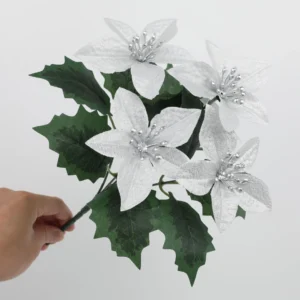 Silver artificial poinsettia flower bush