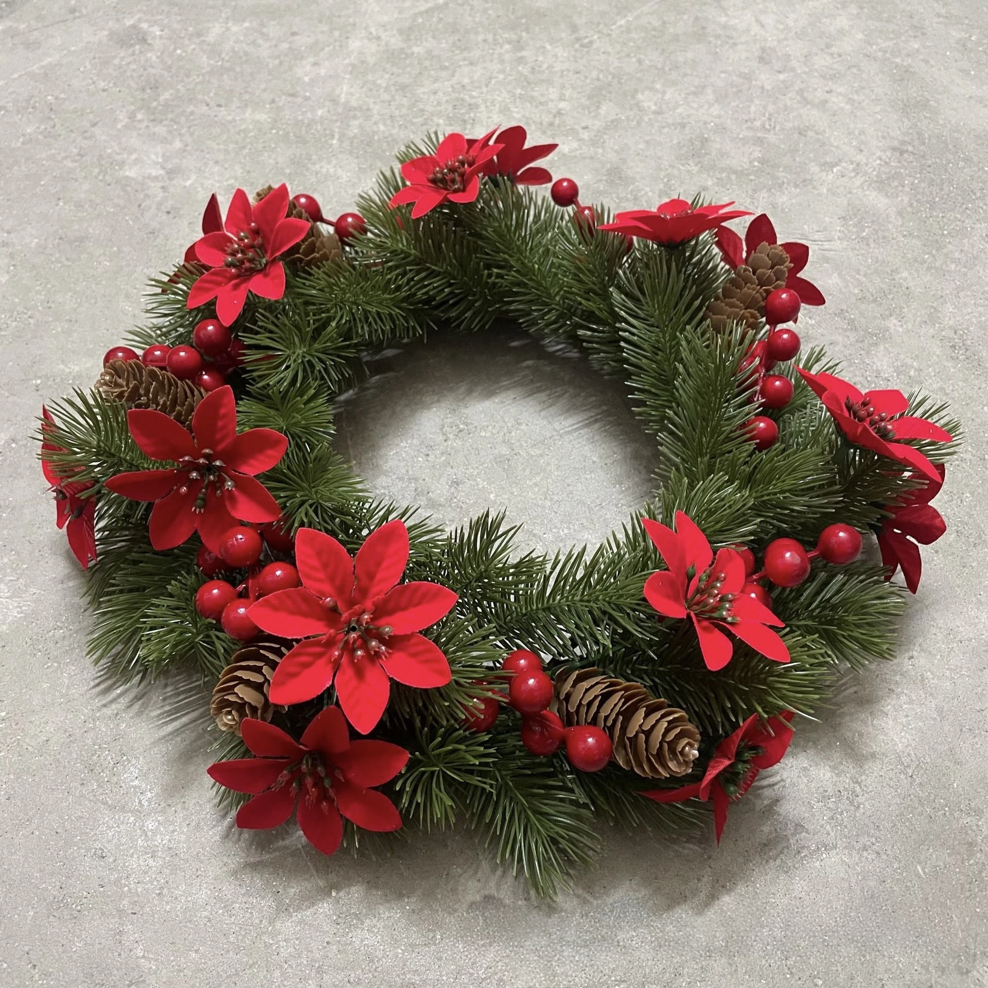 Alternate view of alternate view artificial poinsettia pine christmas wreath