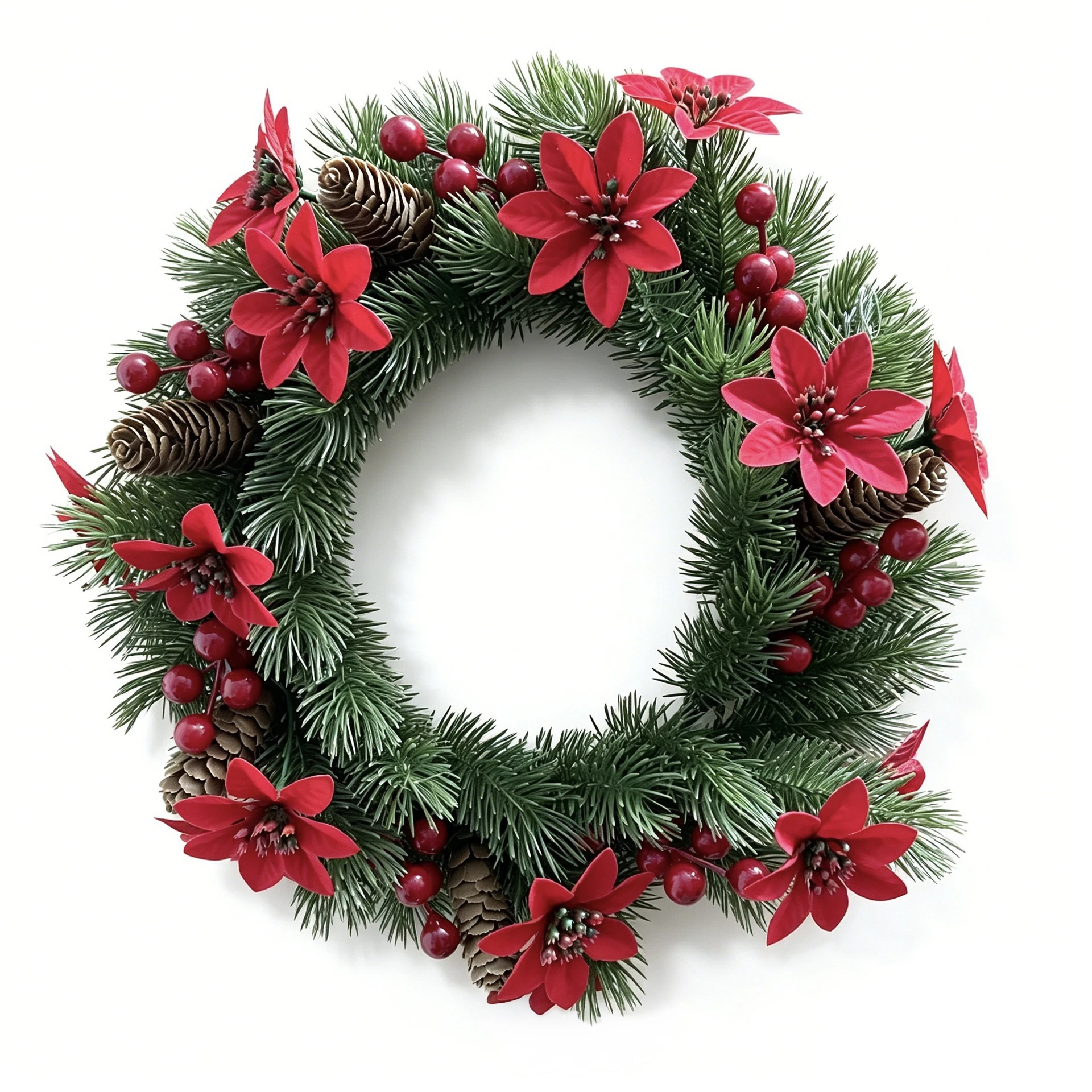 Künstlicher Weihnachtskranz aus Weihnachtsstern aus Kiefernholz