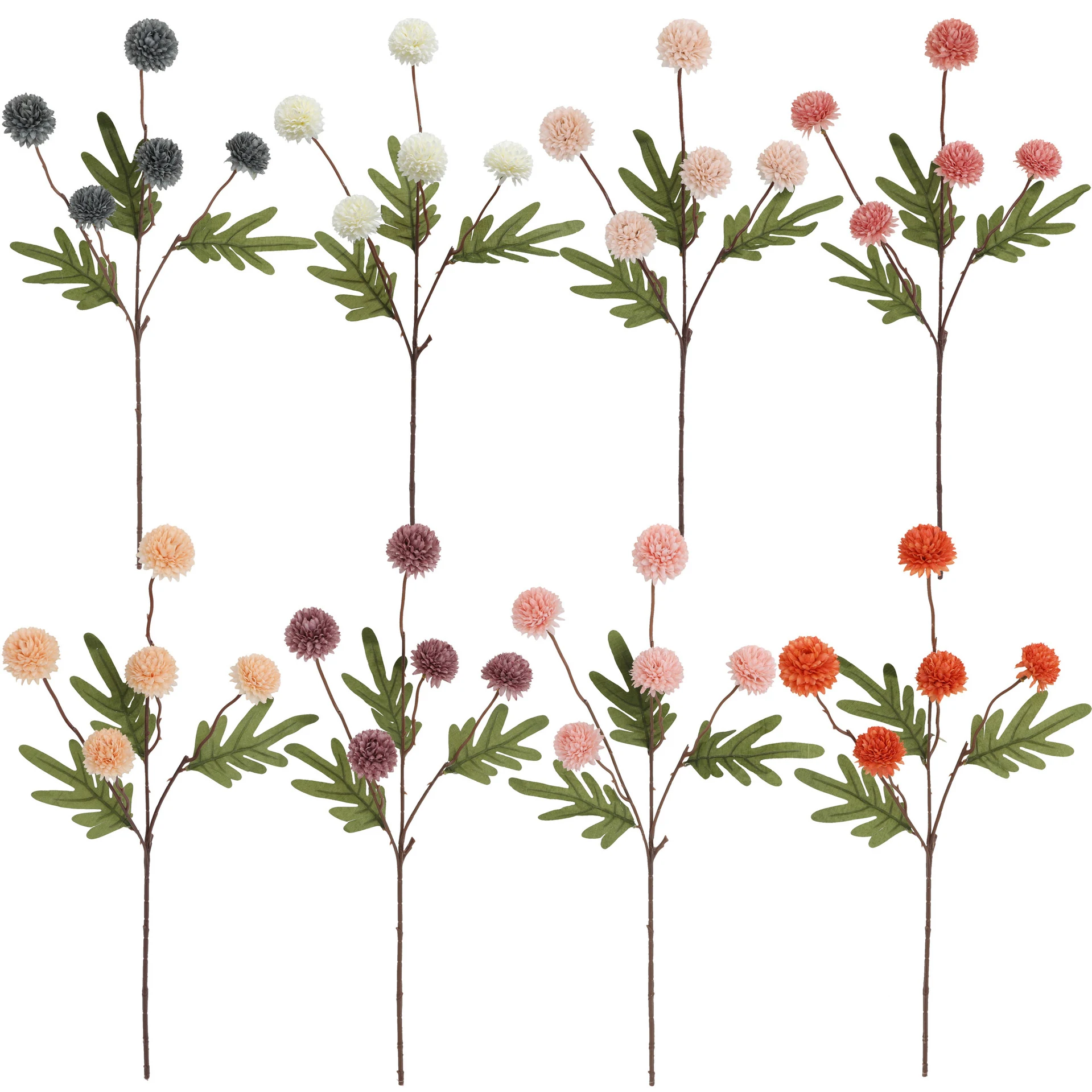 Color Options Chart for artificial pom pom flower spray