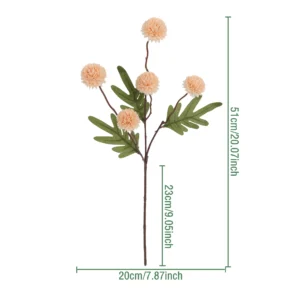 Peach artificial pom pom flower spray