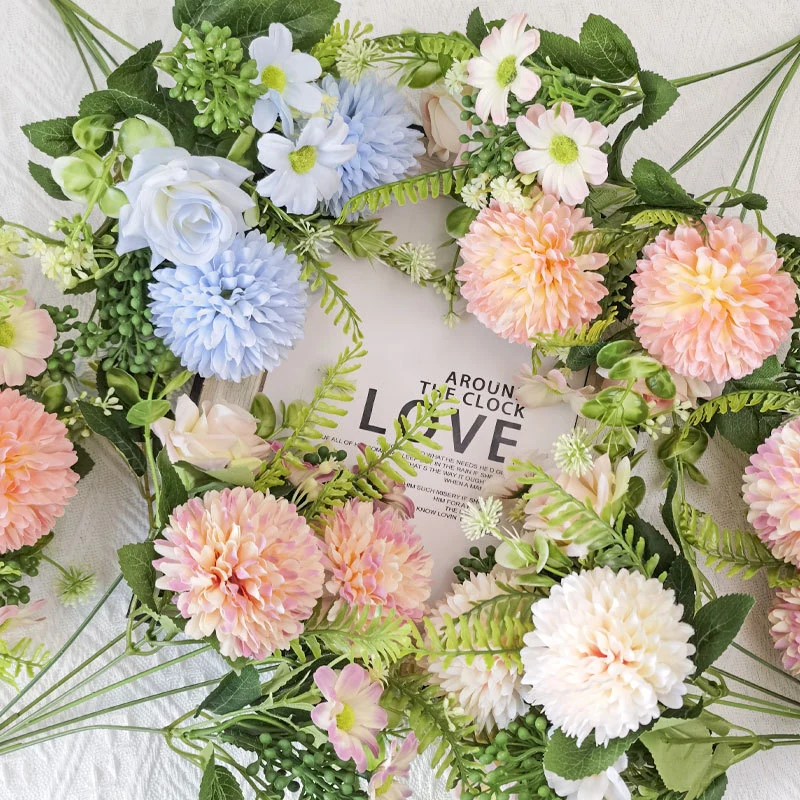 Coordinated color options for artificial pompon chrysanthemum mixed flower bouquets
