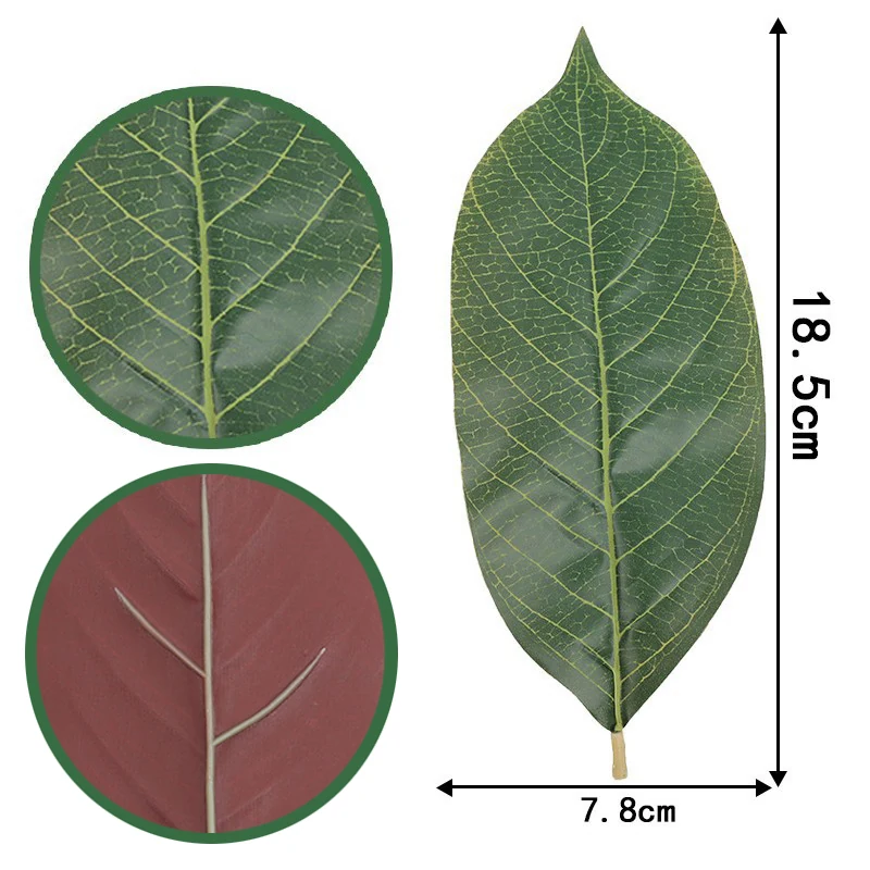 Close-up of large leaf two tone detail for artificial pu magnolia leaves