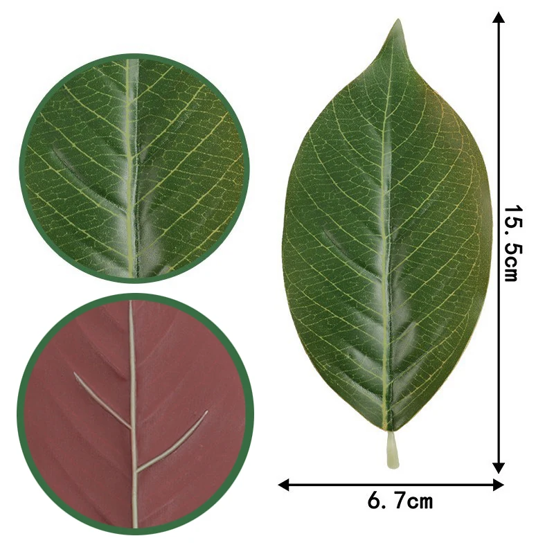 Close-up of small leaf two tone detail for artificial pu magnolia leaves