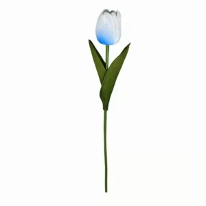 Blue-and-white real touch PU artificial tulip stem, 33 cm