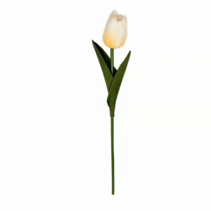 Cream real touch PU artificial tulip stem, 33 cm