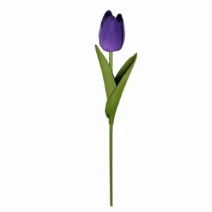Purple real touch PU artificial tulip stem, 33 cm