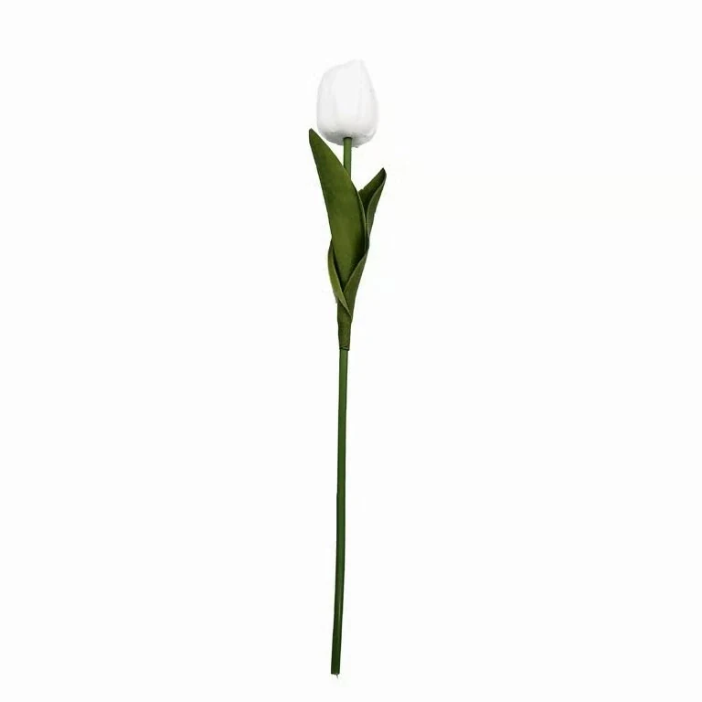 White real touch PU artificial tulip stem, 33 cm