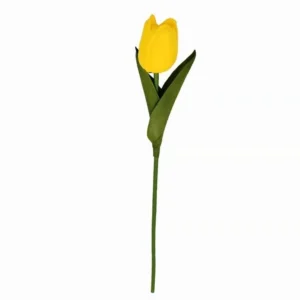 Yellow real touch PU artificial tulip stem, 33 cm