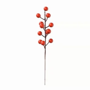 Glanzroter Kunstbeerpick auf weißem Hintergrund, 20 cm