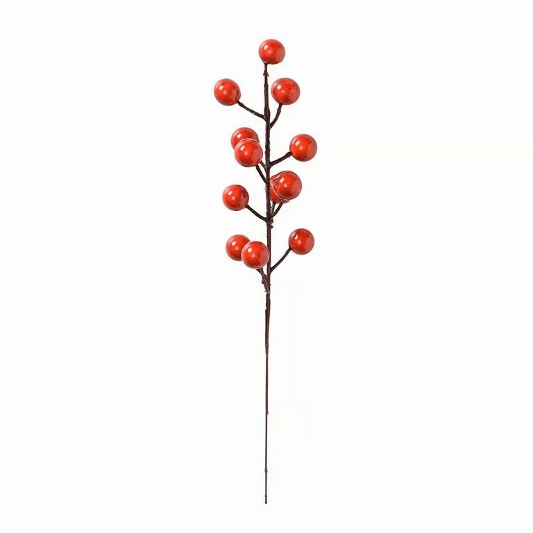 Glanzroter Kunstbeerpick auf weißem Hintergrund, 20 cm