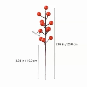 Size diagram for a 20 cm glossy red artificial berry pick
