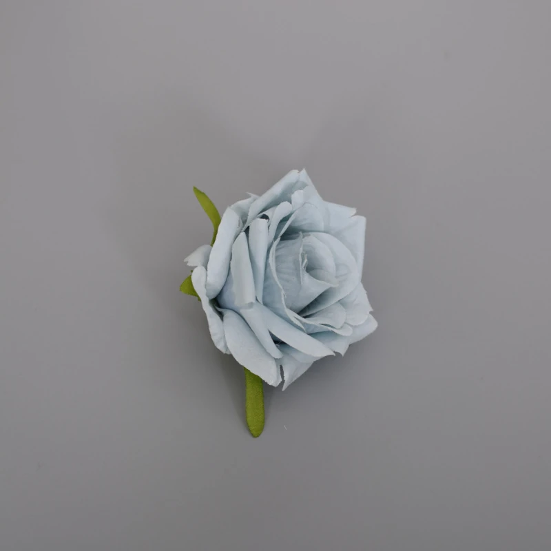 Blue artificial Rolled-Petal Rose Flower Head, 8 cm
