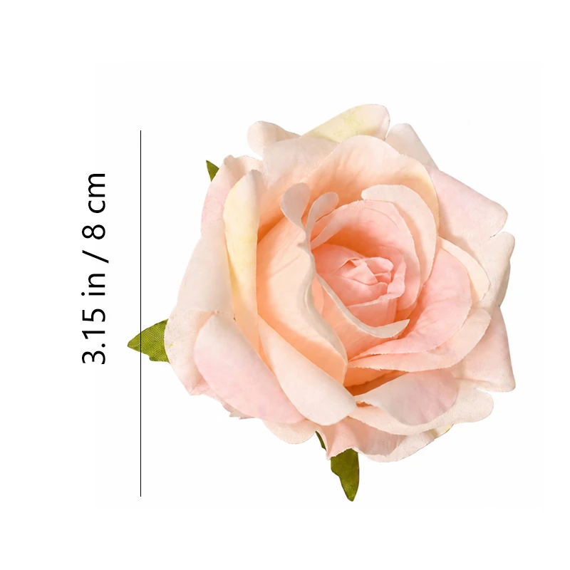 Specification diagram for champagne artificial Rolled-Petal Rose Flower Head