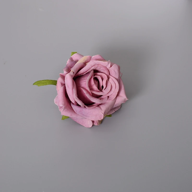 Purple artificial Rolled-Petal Rose Flower Head, 8 cm