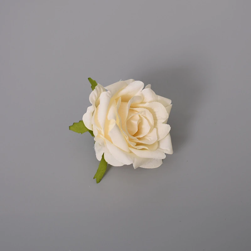 White artificial Rolled-Petal Rose Flower Head, 8 cm