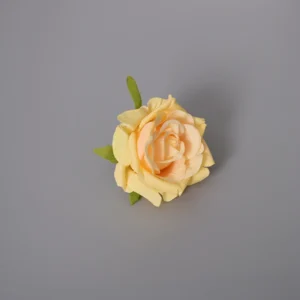 Yellow artificial Rolled-Petal Rose Flower Head, 8 cm