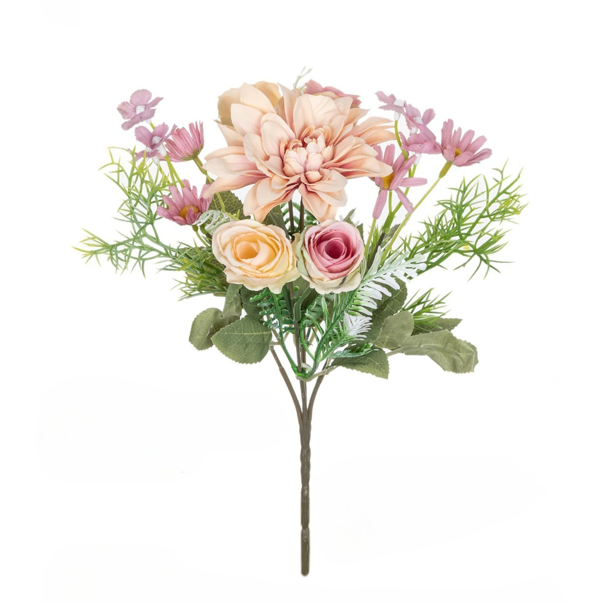 Pink artificial Rose and Dahlia Mixed Flower Bouquet, 26 cm