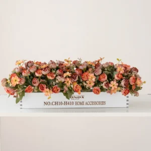 coral artificial rose baby's breath flower box centerpiece