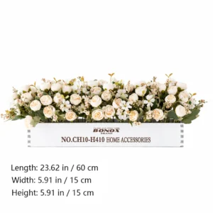 Size diagram for artificial rose baby's breath flower box centerpiece, 60 cm