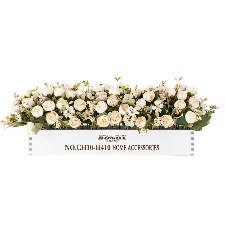 Centro de mesa de caja de flores con aliento de bebé de rosa artificial