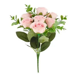 Light pink seven-head artificial rose bouquet bush