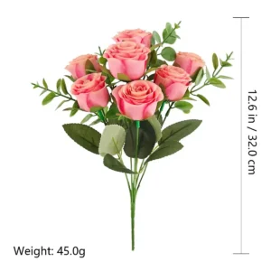 Size diagram for 32 cm pink artificial rose bouquet bush