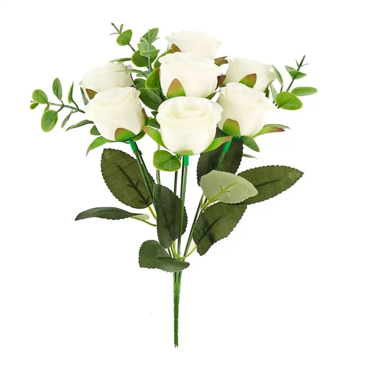 White seven-head artificial rose bouquet bush