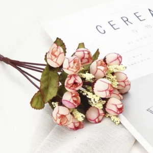 Blush Pink artificial Rose Bud Bouquet, 24 cm
