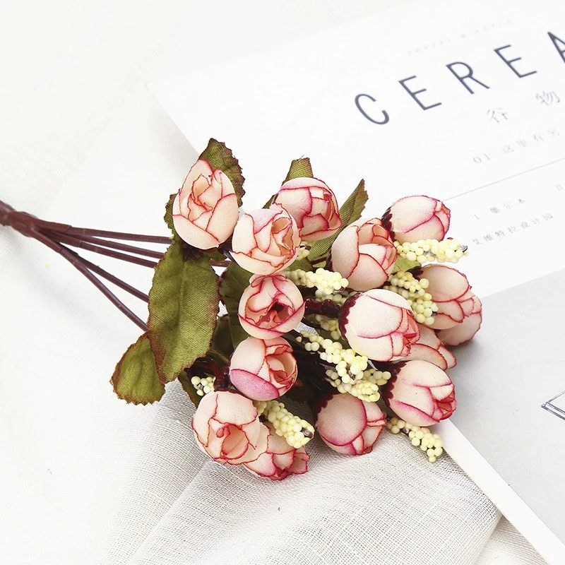 Blush Pink artificial Rose Bud Bouquet, 24 cm