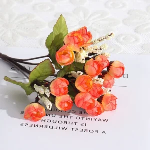 Alternate view of peach artificial Rose Bud Bouquet