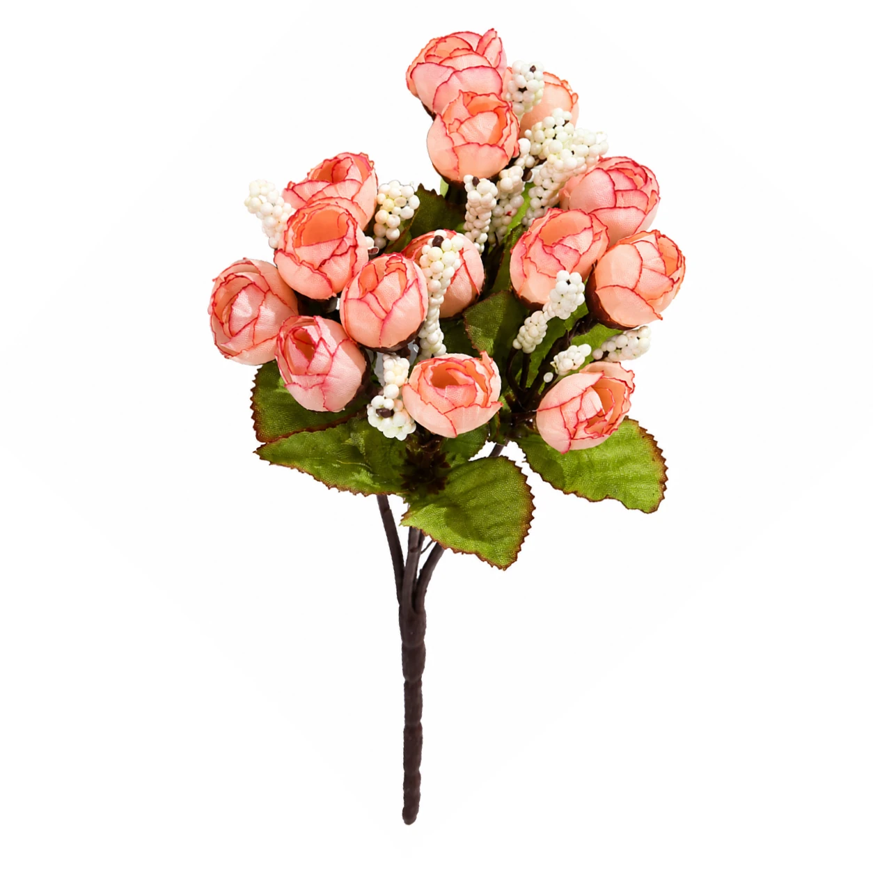 Peach artificial Rose Bud Bouquet, 24 cm