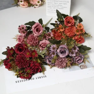 Available colors for artificial rose and daisy mixed flower bouquet