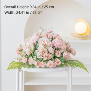 Size diagram for blush dome artificial rose fern table centerpiece collection