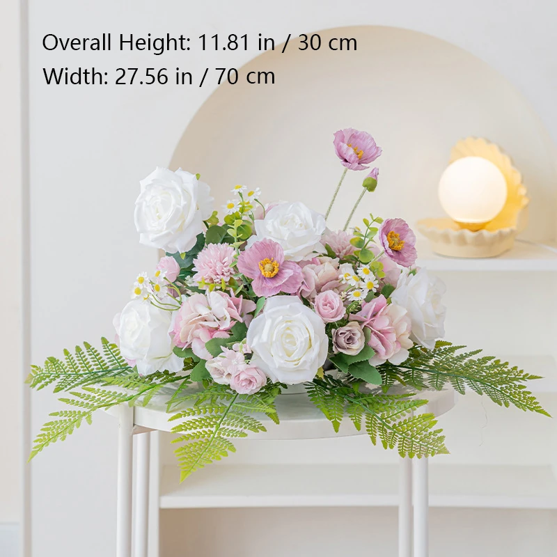 Size diagram for lavender fern artificial rose fern table centerpiece collection