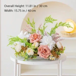 Size diagram for peach fern artificial rose fern table centerpiece collection