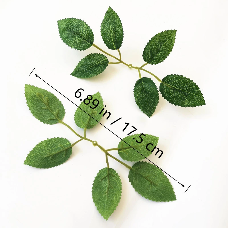 Specification diagram for seven leaf artificial Rose Leaf Spray Collection