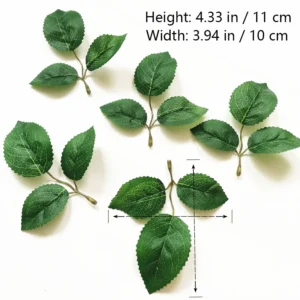 Specification diagram for three leaf artificial Rose Leaf Spray Collection