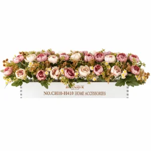 blush pink artificial rose ranunculus flower box centerpiece